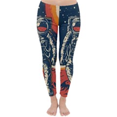 Vintage Retro Space Posters Astronaut Classic Winter Leggings