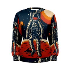 Vintage Retro Space Posters Astronaut Women s Sweatshirt