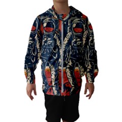 Vintage Retro Space Posters Astronaut Kids  Hooded Windbreaker