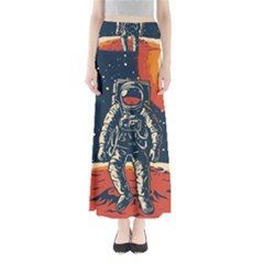 Vintage Retro Space Posters Astronaut Full Length Maxi Skirt by Sarkoni