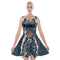 Vintage Retro Space Posters Astronaut Velvet Skater Dress