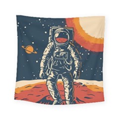 Vintage Retro Space Posters Astronaut Square Tapestry (small)