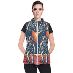 Vintage Retro Space Posters Astronaut Women s Puffer Vest