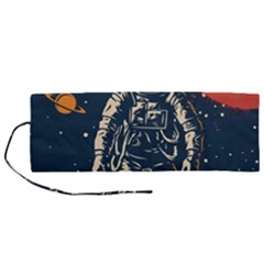 Vintage Retro Space Posters Astronaut Roll Up Canvas Pencil Holder (m) by Sarkoni