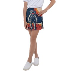 Vintage Retro Space Posters Astronaut Kids  Tennis Skirt by Sarkoni