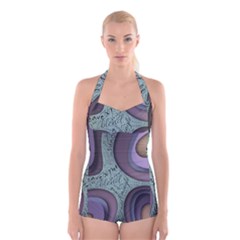 Converge Diverge Mingle Mix Divide Boyleg Halter Swimsuit  by Paksenen