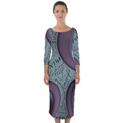 Converge Diverge Mingle Mix Divide Quarter Sleeve Midi Bodycon Dress by Paksenen