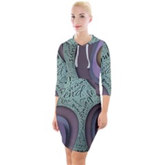 Converge Diverge Mingle Mix Divide Quarter Sleeve Hood Bodycon Dress by Paksenen