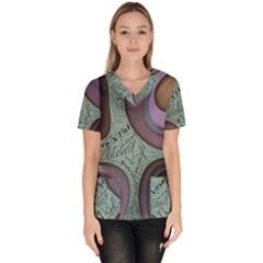 Converge Diverge Mingle Mix Divide Women s V-neck Scrub Top by Paksenen