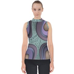 Converge Diverge Mingle Mix Divide Mock Neck Shell Top by Paksenen