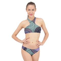 Converge Diverge Mingle Mix Divide High Neck Bikini Set by Paksenen