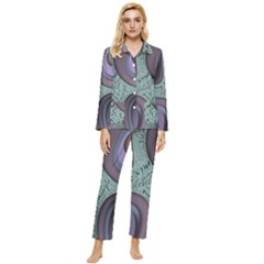 Converge Diverge Mingle Mix Divide Womens  Long Sleeve Velvet Pocket Pajamas Set by Paksenen