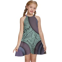 Converge Diverge Mingle Mix Divide Kids  Halter Collar Waist Tie Chiffon Dress by Paksenen