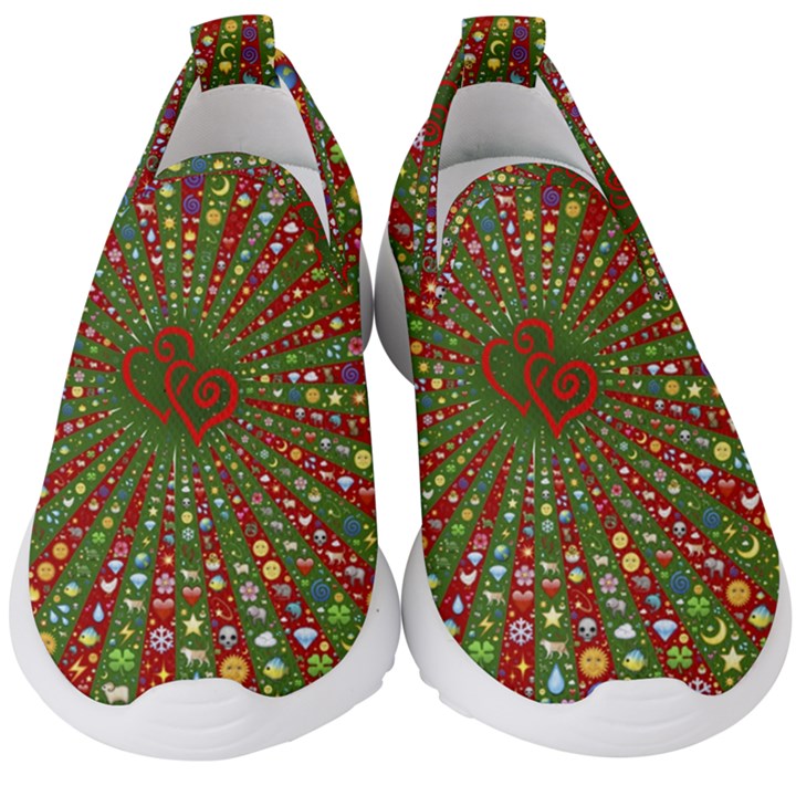 Emoji Hearts Valentine Universe Kids  Slip On Sneakers