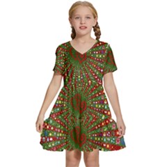 Emoji Hearts Valentine Universe Kids  Short Sleeve Tiered Mini Dress by Paksenen