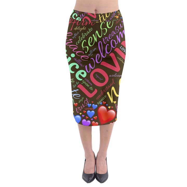 Loving Practice Agape Heart Midi Pencil Skirt