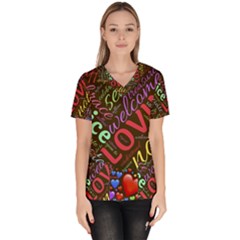 Loving Practice Agape Heart Women s V-neck Scrub Top by Paksenen