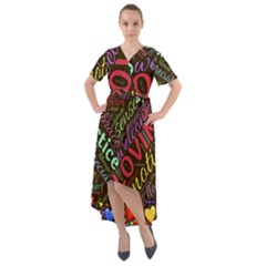 Loving Practice Agape Heart Front Wrap High Low Dress by Paksenen