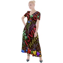 Loving Practice Agape Heart Button Up Short Sleeve Maxi Dress by Paksenen