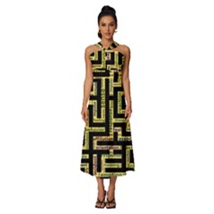 Mindset Stimulus Response Emotion Sleeveless Cross Front Cocktail Midi Chiffon Dress by Paksenen