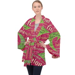 Fulfillment Satisfaction Happiness Long Sleeve Velvet Kimono 