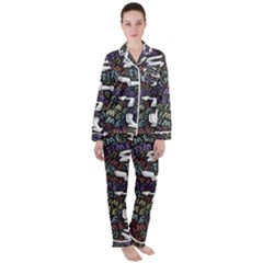 Mental Emojis Emoticons Icons Women s Long Sleeve Satin Pajamas Set	 by Paksenen