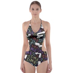 Footprints Path Mystery Unknown Cut-out One Piece Swimsuit by Paksenen