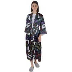 Mental Emojis Emoticons Icons Maxi Satin Kimono by Paksenen