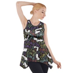 Time Nonlinear Curved Undirected Side Drop Tank Tunic by Paksenen