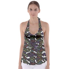 Time Nonlinear Curved Undirected Tie Back Tankini Top