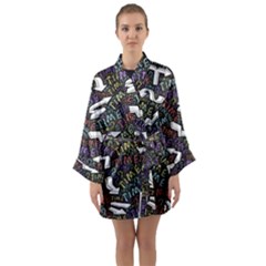 Time Nonlinear Curved Undirected Long Sleeve Satin Kimono by Paksenen