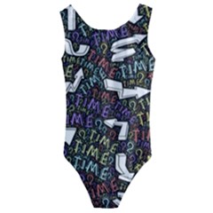 Time Nonlinear Curved Undirected Kids  Cut-out Back One Piece Swimsuit by Paksenen