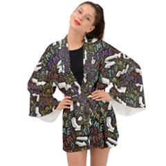 Time Nonlinear Curved Undirected Long Sleeve Kimono by Paksenen