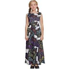 Time Nonlinear Curved Undirected Kids  Satin Sleeveless Maxi Dress