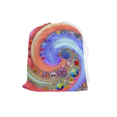 Swirl Vortex Emoji Cyclone Motion Drawstring Pouch (large) by Paksenen