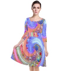 Swirl Vortex Emoji Cyclone Motion Quarter Sleeve Waist Band Dress by Paksenen