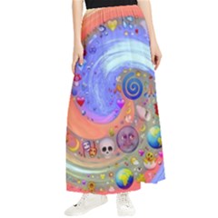 Swirl Vortex Emoji Cyclone Motion Maxi Chiffon Skirt