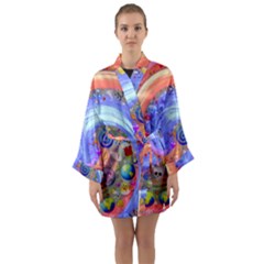 Swirl Vortex Emoji Cyclone Motion Long Sleeve Satin Kimono by Paksenen