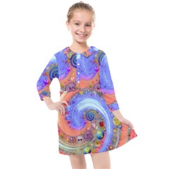 Swirl Vortex Emoji Cyclone Motion Kids  Quarter Sleeve Shirt Dress by Paksenen