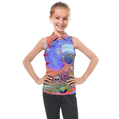 Swirl Vortex Emoji Cyclone Motion Kids  Sleeveless Polo T-shirt by Paksenen