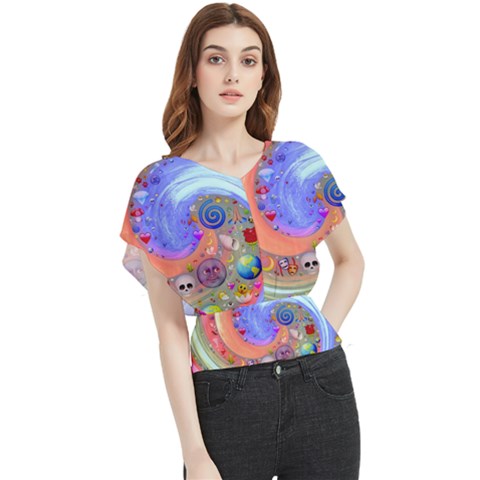 Swirl Vortex Emoji Cyclone Motion Butterfly Chiffon Blouse by Paksenen