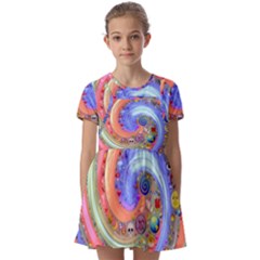 Swirl Vortex Emoji Cyclone Motion Kids  Short Sleeve Pinafore Style Dress by Paksenen