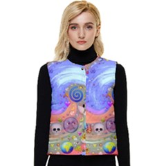 Swirl Vortex Emoji Cyclone Motion Women s Button Up Puffer Vest by Paksenen