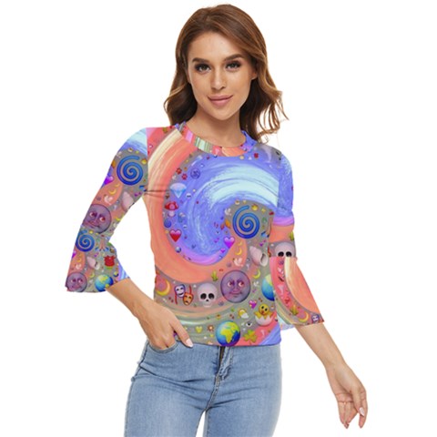 Swirl Vortex Emoji Cyclone Motion Bell Sleeve Top by Paksenen