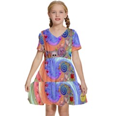 Swirl Vortex Emoji Cyclone Motion Kids  Short Sleeve Tiered Mini Dress by Paksenen