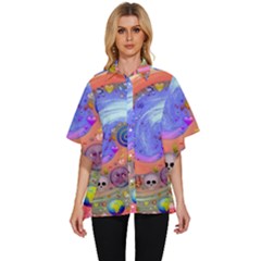 Swirl Vortex Emoji Cyclone Motion Women s Batwing Button Up Shirt