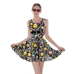 Mental Emojis Emoticons Icons Skater Dress by Paksenen