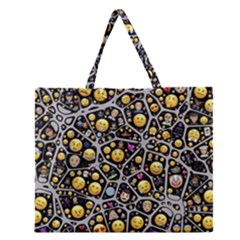 Mental Emojis Emoticons Icons Zipper Large Tote Bag by Paksenen