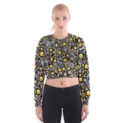 Mental Emojis Emoticons Icons Cropped Sweatshirt by Paksenen