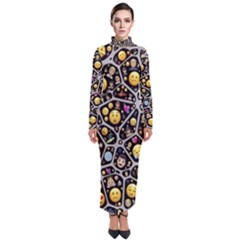 Mental Emojis Emoticons Icons Turtleneck Maxi Dress by Paksenen